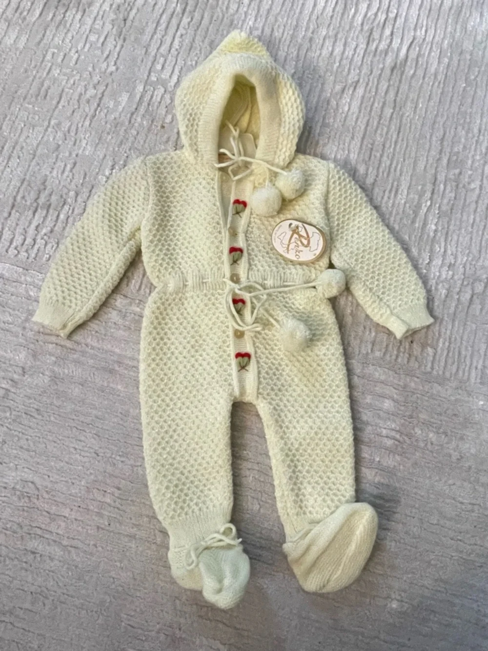 Vintage infant hooded knit romper from Renzo